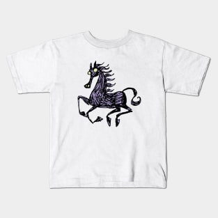 simple stylization of a Celtic black horse Kids T-Shirt